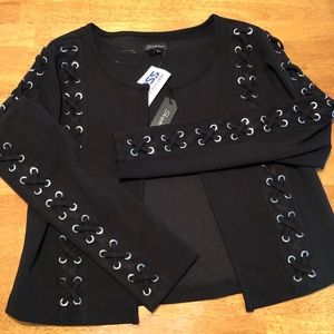 Black blazer with laced up sleeves